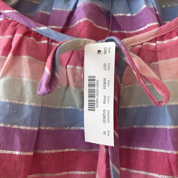 J. Crew Peasant Top in Metallic Pastel Stripe - Picture 5 of 8